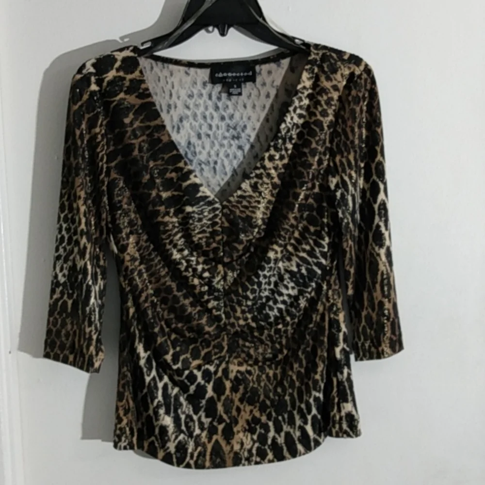 Ladies Connected Apparel Black/Gold Top Size Small - Picture 1 of 6